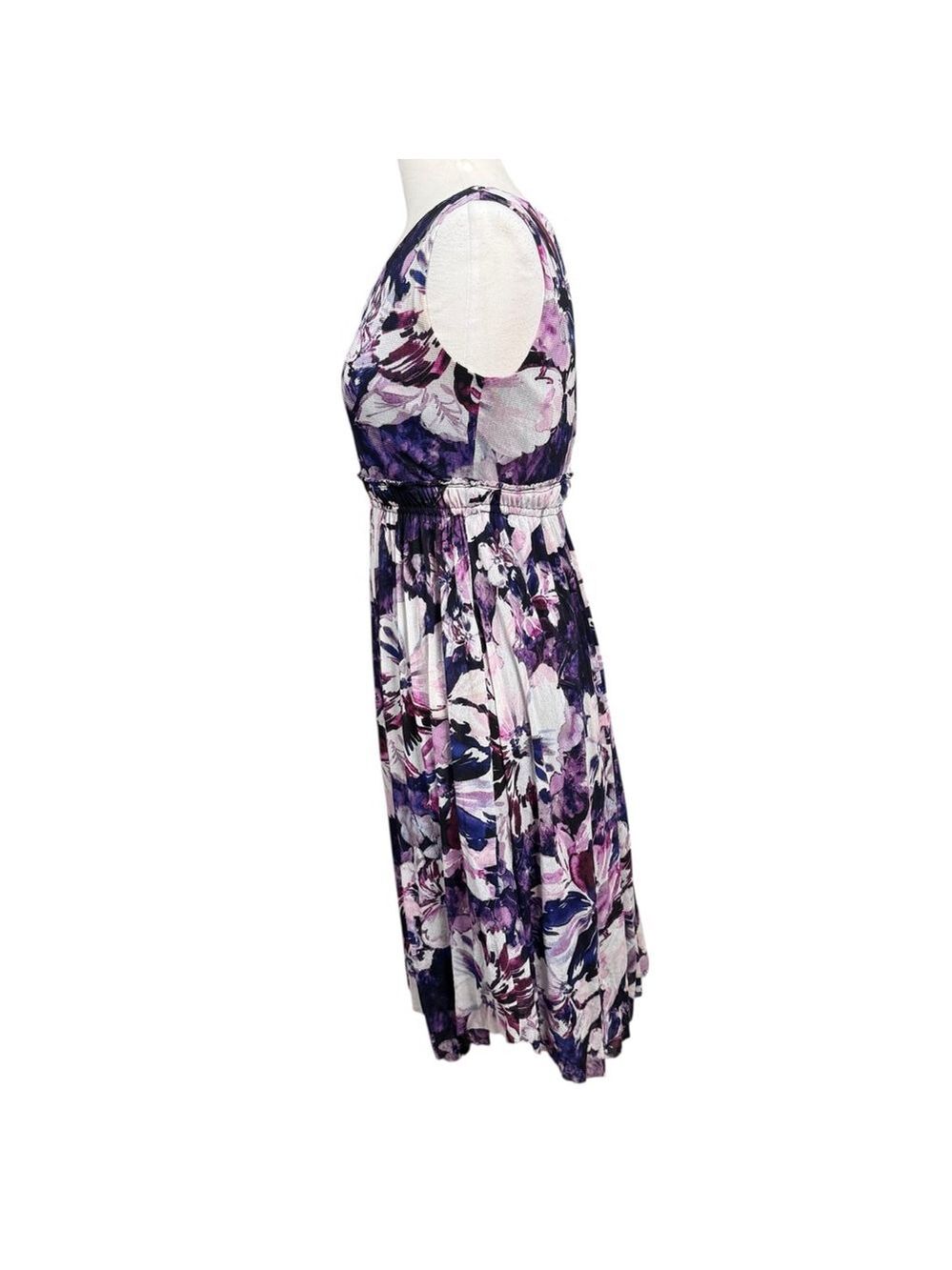 Simply Vera Vera Wang Floral Midi Dress Purple Sleeveless XS - Picture 5 of 8